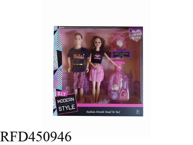 11.5 INCH SOLID BODY JOINT FASHION COUPLE BARBIE DOLL