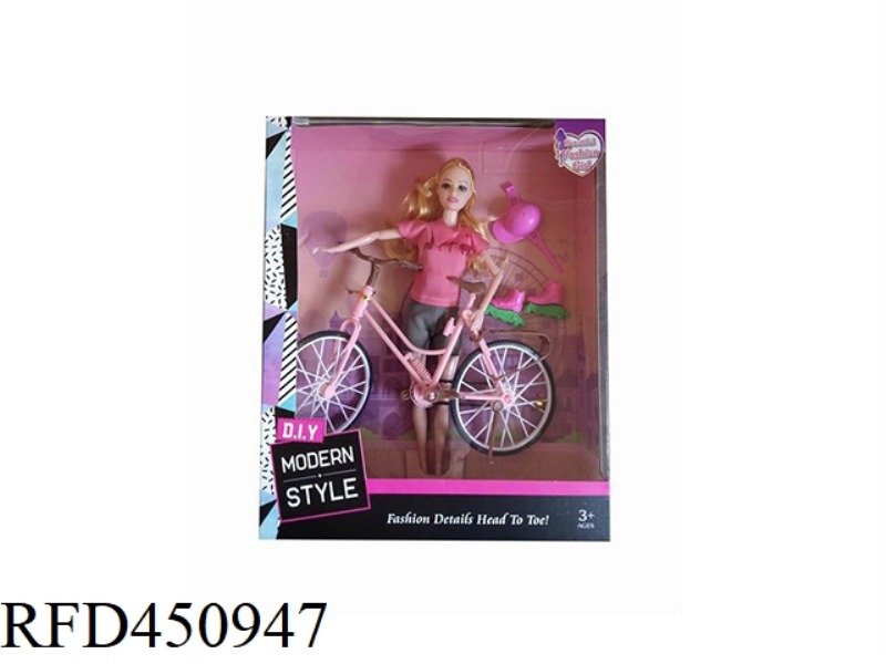 11.5 INCH SOLID BODY JOINT FASHION BARBIE WITH BICYCLE BALLOON