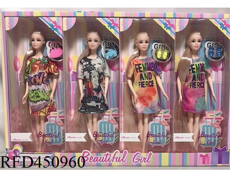 11.5 INCH SOLID BODY 6 JOINT FASHION BARBIE DOLL (PACK OF 4)