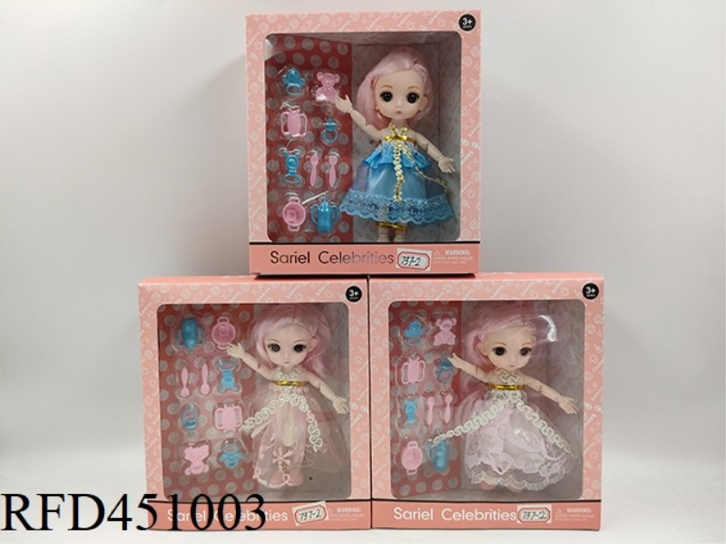 6 INCH SOLID BODY MOVABLE JOINT 3D EYE DOLL