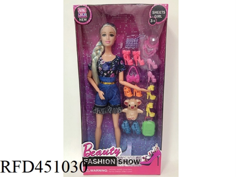 11.5 INCH SOLID BODY FASHION BARBIE DOLL WITH ACCESSORIES