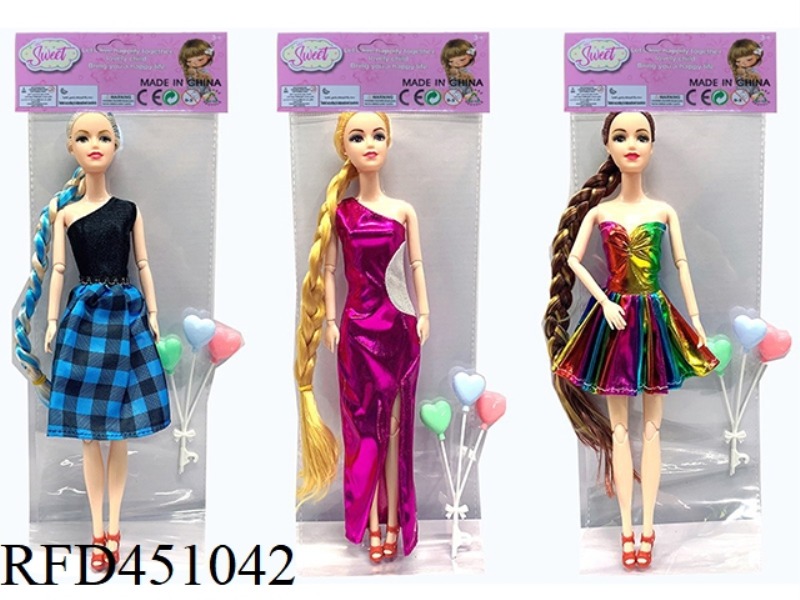 11.5 INCH SOLID BODY 13 JOINT FASHION BARBIE DOLL WITH BALLOON