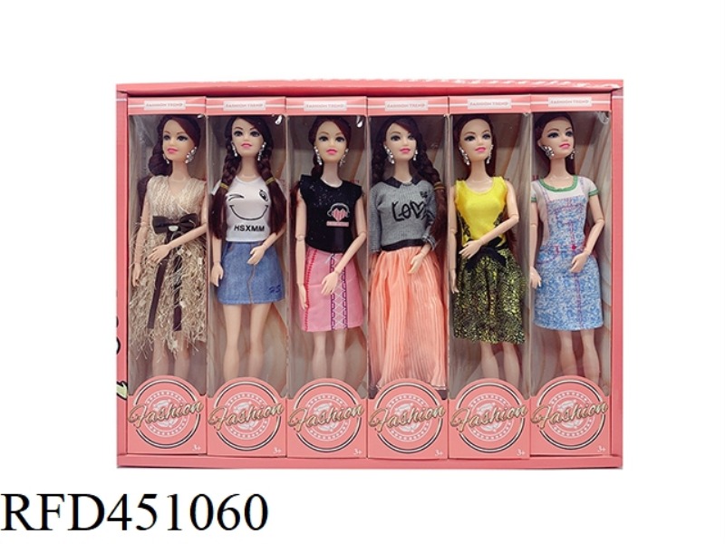 11.5 INCH SOLID BODY 10 JOINT FASHION BARBIE DOLL (PACK OF 12)