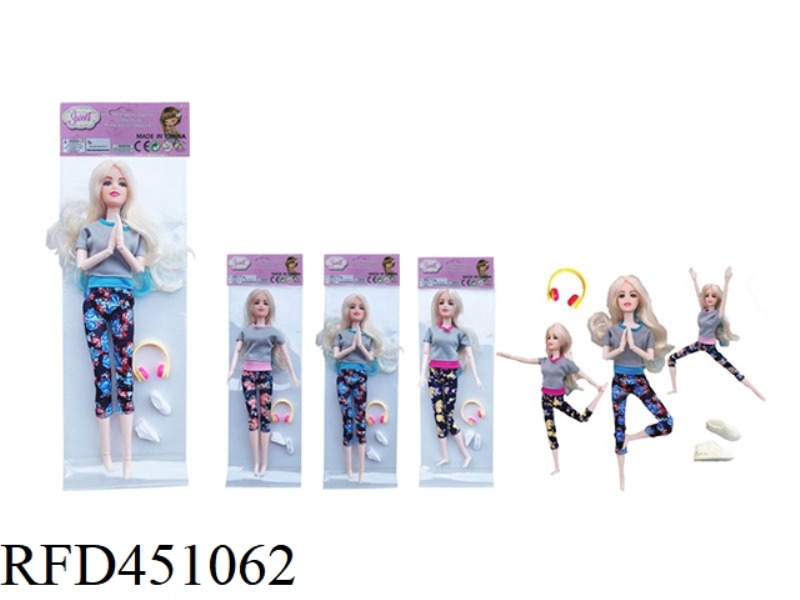 11.5 INCH SOLID BODY 22 JOINT YOGA BARBIE DOLL WITH EARPHONES AND WHITE SHOES