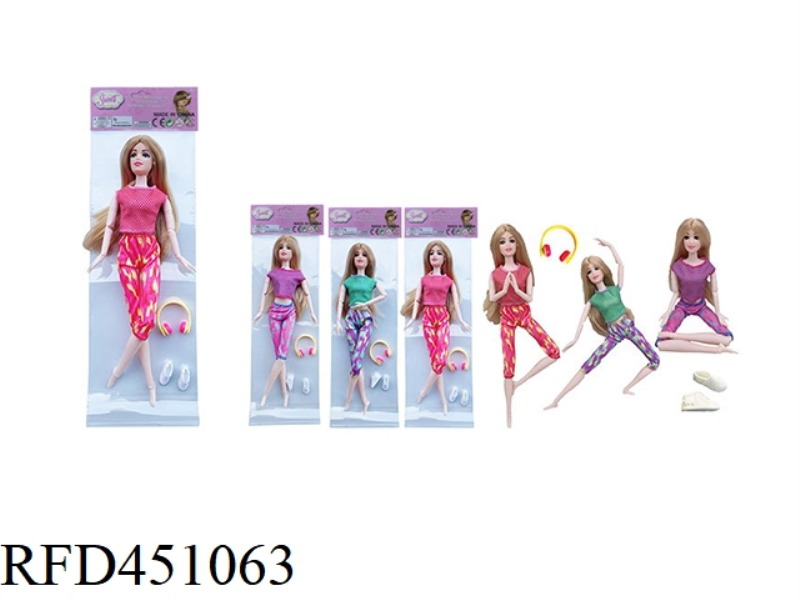 11.5 INCH SOLID BODY 22 JOINT YOGA BARBIE DOLL WITH EARPHONES AND WHITE SHOES