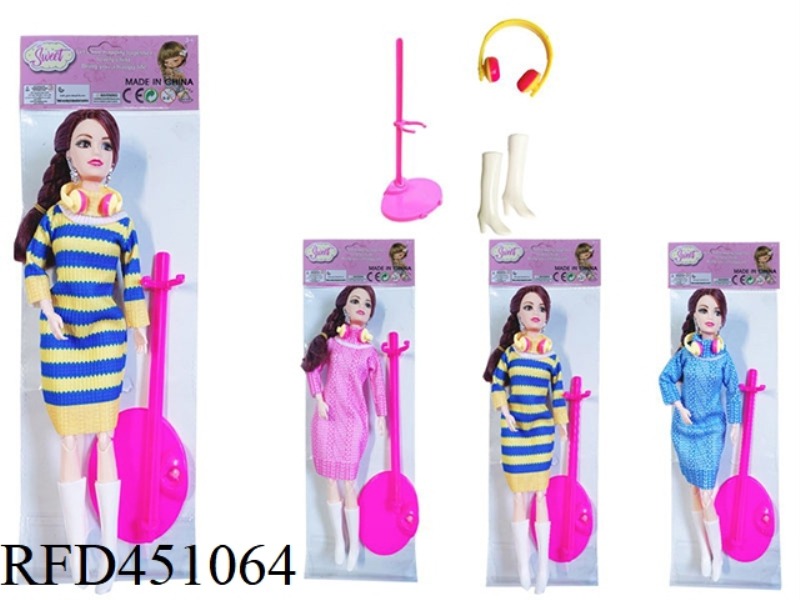 11.5 INCH SOLID BODY 11 JOINT CASUAL BARBIE DOLL WITH EARPHONES, STAND, BOOTS
