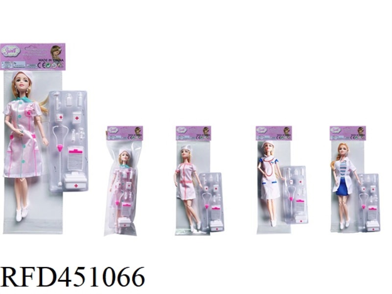 11.5 INCH SOLID BODY 11 JOINT DOCTOR BARBIE DOLL WITH MEDICAL ACCESSORIES