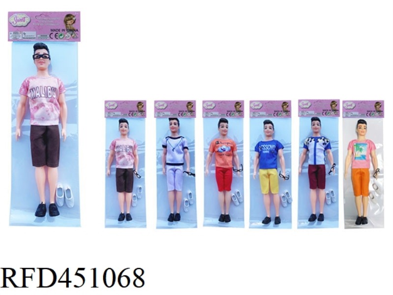 11.5 INCH SOLID BODY 6 JOINT CASUAL SUIT BOY WITH GLASSES, WHITE SHOES