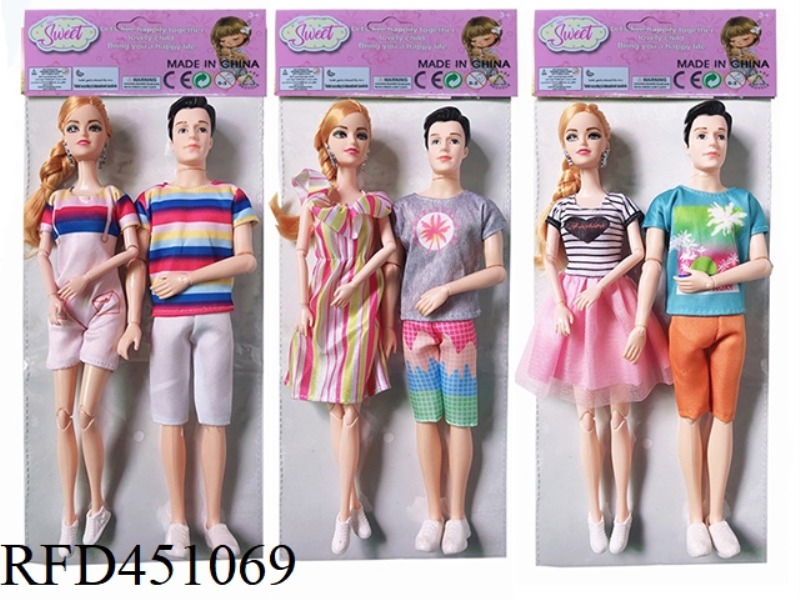11 INCH SOLID BODY 12 JOINTS MALE AND FEMALE COUPLE BARBIE DOLL