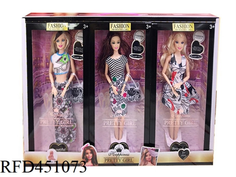 11.5 INCH SOLID BODY MULTI-JOINT FASHION BARBIE EUROPEAN AND AMERICAN CLOTHING SERIES (3 PACKS)