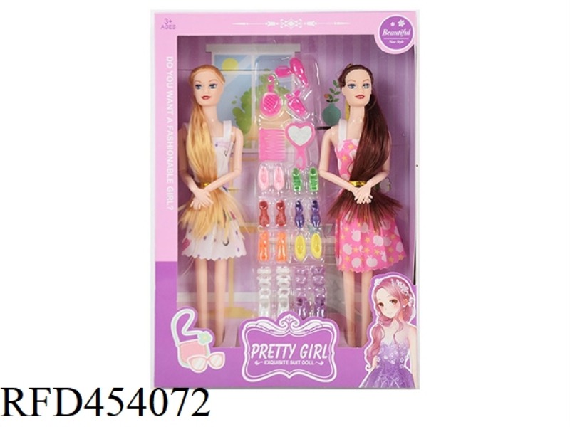11.5 INCH SOLID BODY 9 JOINTS FASHION SHORT SKIRT DOUBLE BARBIE WITH SHOES BLISTER ACCESSORIES