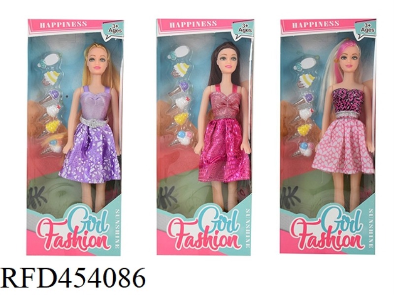 11.5 INCH EMPTY HANDS FASHION SHORT SKIRT BARBIE WITH ICE CREAM BLISTER ACCESSORIES 3 MIXED