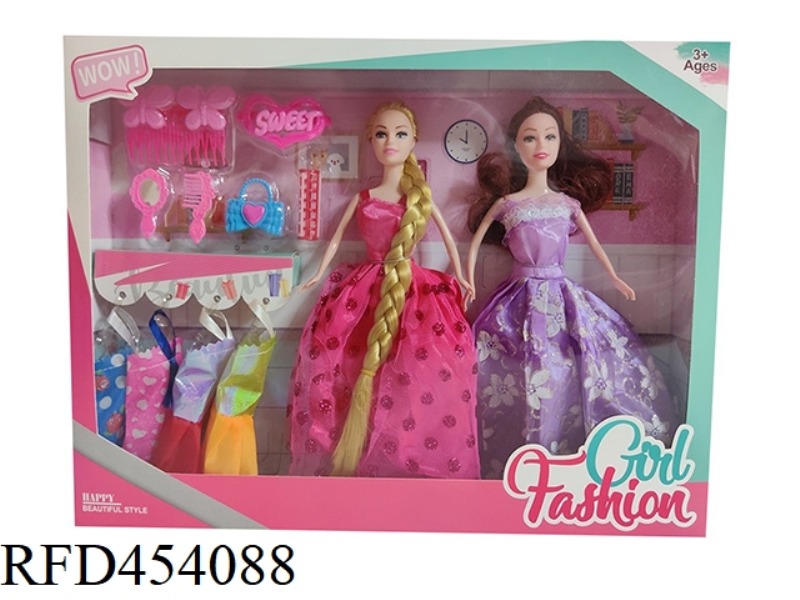 11.5 INCH SOLID BODY LIVE HAND WEDDING DRESS DRESS DOUBLE BARBIE HANGING CLOTHES, COMB BLISTER ACCES