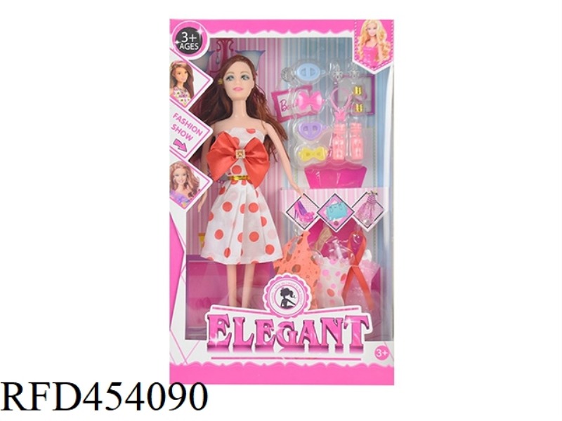 11.5 INCH SOLID BODY ACTIVE FASHION SHORT SKIRT BARBIE WITH HANGING CLOTHES, EARRINGS AND PLASTIC AC