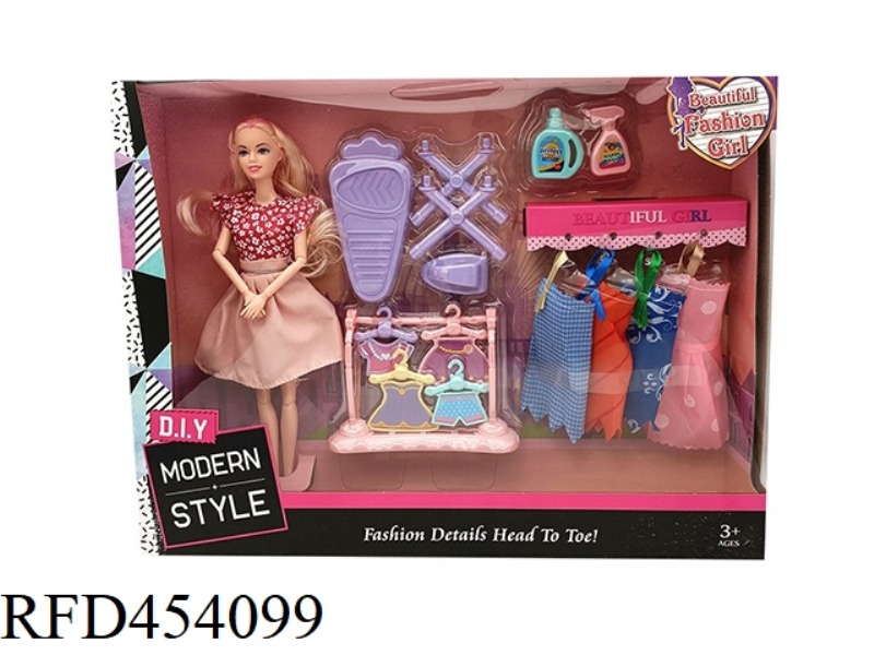 11.5 INCH SOLID BODY 12 JOINT FASHION SKIRT BARBIE WITH HANGER ACCESSORIES BLISTER LAUNDRY DETERGENT