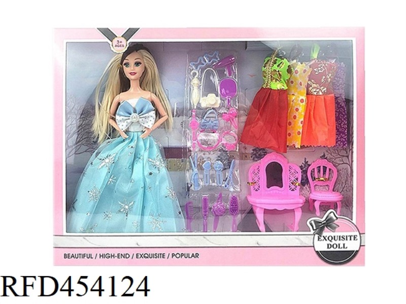 11.5 INCH SOLID BODY 9 JOINT WEDDING DRESS BARBIE WITH DRESS UP BLISTER ACCESSORIES HANGING SKIRT AN