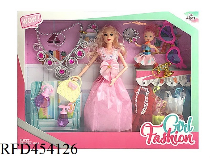 11.5 INCH SOLID BODY 9 JOINT WEDDING DRESS BARBIE WITH BIG NECKLACE, SMALL CROWN, SMALL NECKLACE, 3