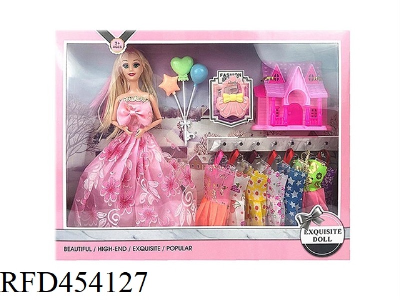 11.5 INCH SOLID BODY 9 JOINT WEDDING DRESS BARBIE WITH BALLOON BUTTERFLY BAG CASTLE HANGING SKIRT AC