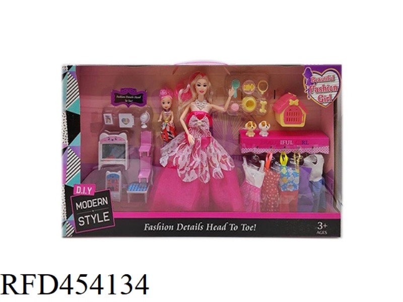 11.5 INCH SOLID BODY 9 JOINT WEDDING DRESS BARBIE WITH 3 INCH BLACKBOARD BLISTER ACCESSORIES PUPPY D