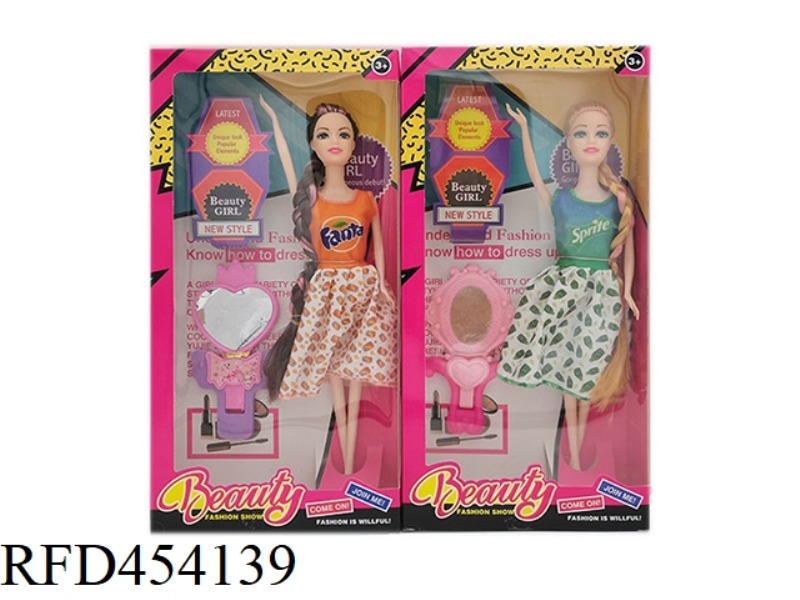 11.5 INCH SOLID BODY ACTIVE FASHION DRESS BARBIE WITH MIRROR ACCESSORIES 2 MIXED