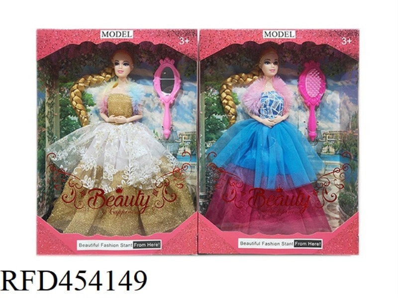 11.5 INCH SOLID BODY 9 JOINT WEDDING DRESS BARBIE WITH LARGE COMB MIRROR ACCESSORIES 2 MIXED