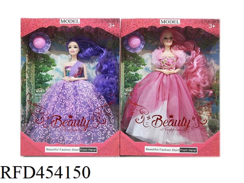 11.5 INCH SOLID BODY 9 JOINT WEDDING DRESS BARBIE WITH BIG HAT ACCESSORIES 2 MIXED