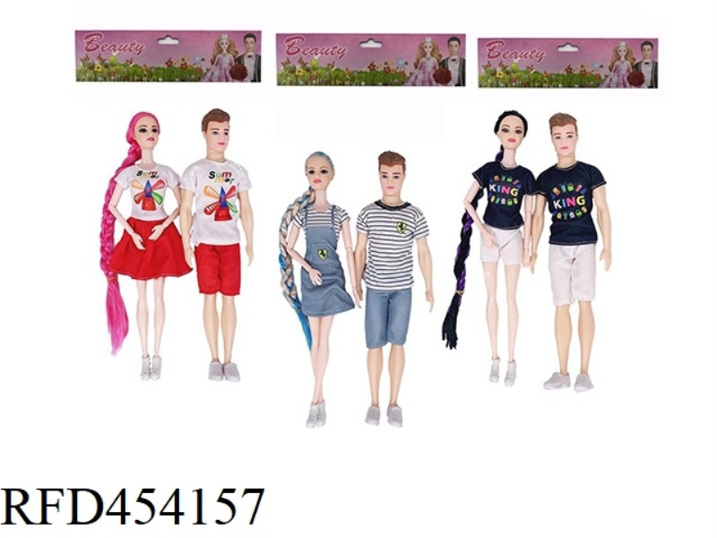 11.5 INCH 9 JOINTS SOLID BODY COUPLE BARBIE 3 STYLES 6 MIXED