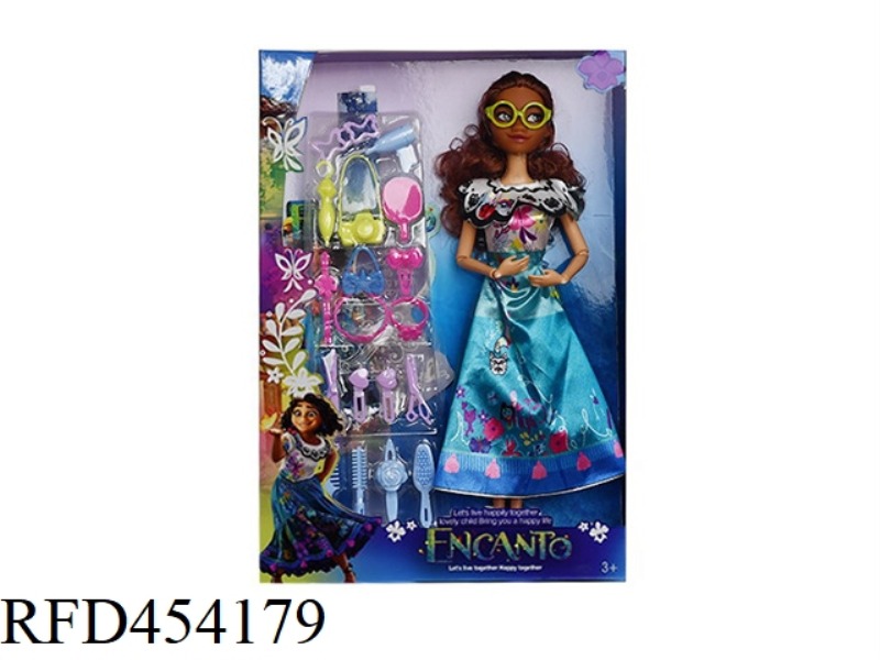 11 INCH SOLID BODY 12 JOINT BODY MAGIC FULL HOUSE PRINCESS WITH ACCESSORIES BAG WITH GLASSES