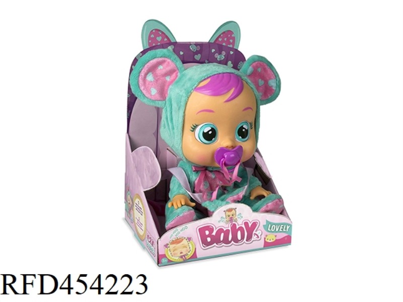 14 INCH VINYL CRYING DOLL WITH FOUR TONES MUSIC WITH PACIFIER