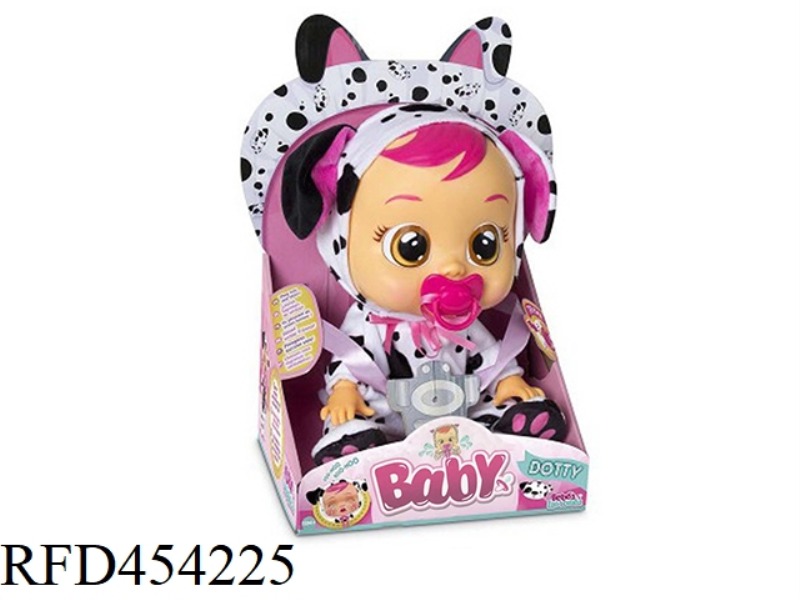 14 INCH VINYL CRYING DOLL WITH FOUR TONES MUSIC WITH PACIFIER