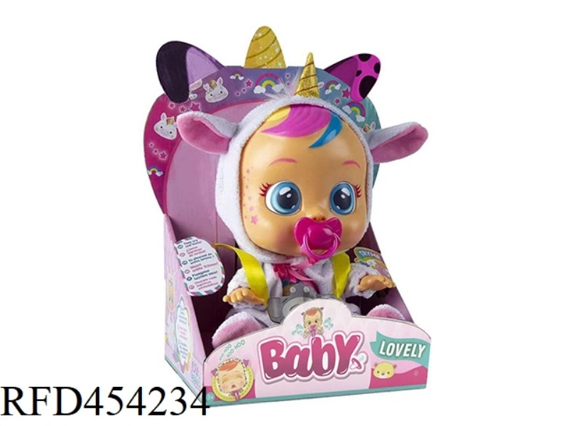 UNICORN 14 INCH VINYL CRYING DOLL WITH 4 MUSIC