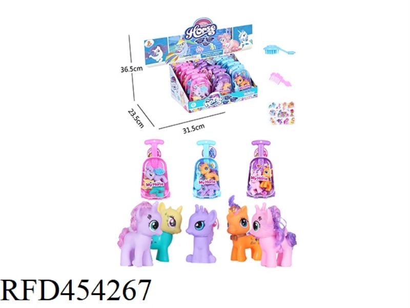 ENAMEL PONY TRUNK WITH COMB HAIRPIN WITH HORSE STICKER 12PCS MIXED PACKAGE
