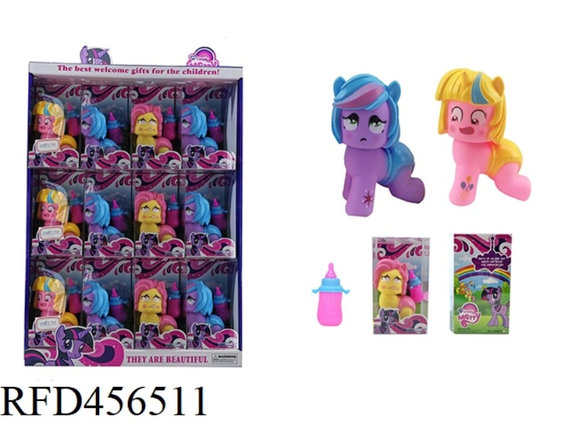 FACIAL EXPRESSION HORSE WITH 12PCS MILK BOTTLE