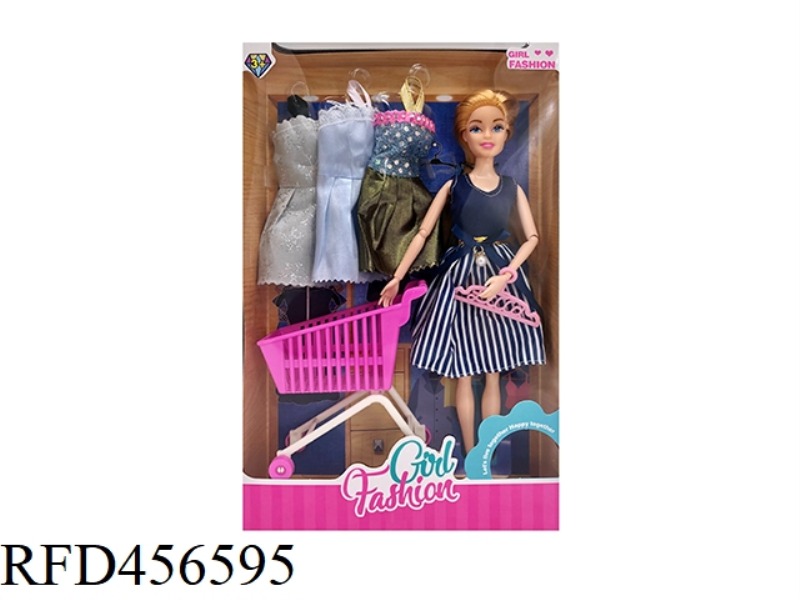 11.5-INCH MULTI JOINT BARBIE DOLL WITH SHOPPING THEME