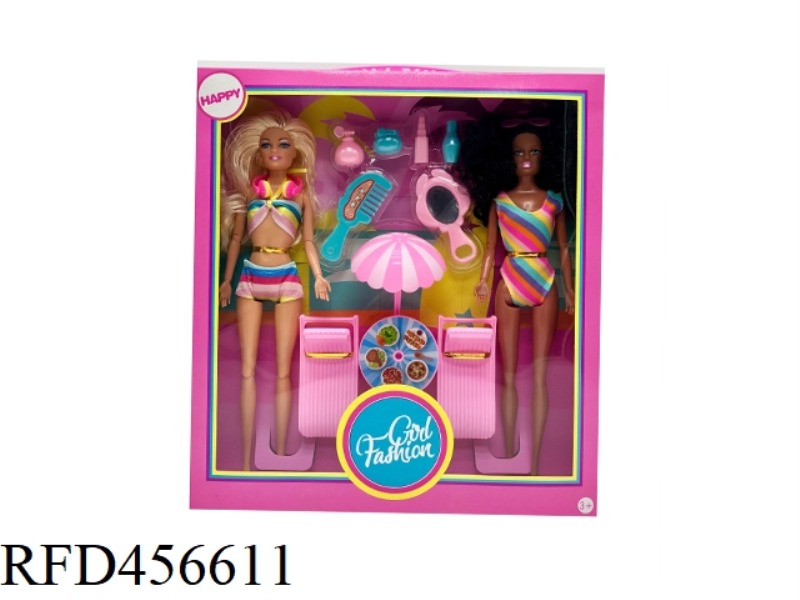 11.5-INCH MULTI JOINT DOUBLE BARBIE DOLL WITH BLACK BEACH THEME
