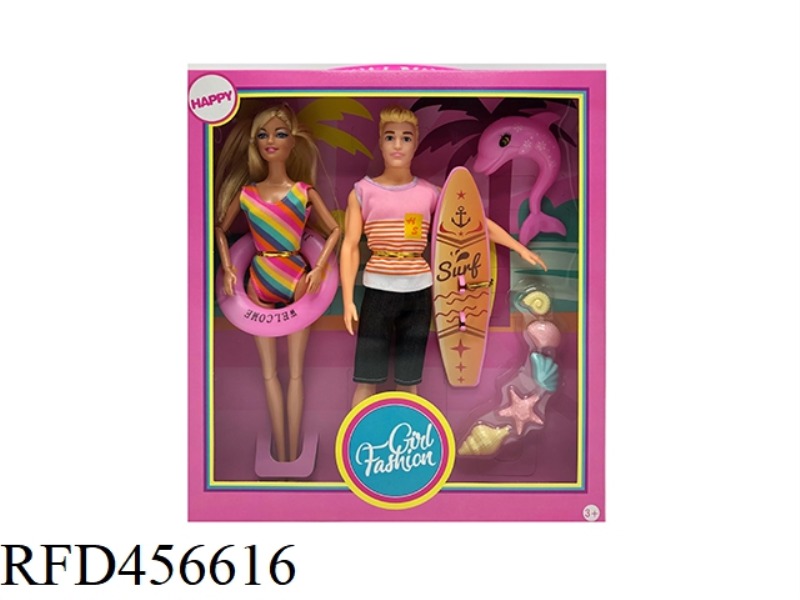11.5-INCH MULTI JOINT BARBIE DOLL WITH SUMMER THEME OF MEN AND WOMEN