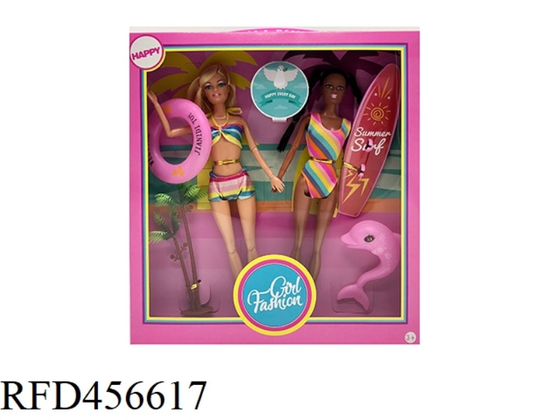 11.5-INCH MULTI JOINT DOUBLE BARBIE DOLL WITH BLACK SUMMER THEME