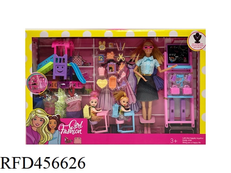11.5 INCH MULTI JOINT DARK SKIN BARBIE DOLL WITH TEACHER THEME