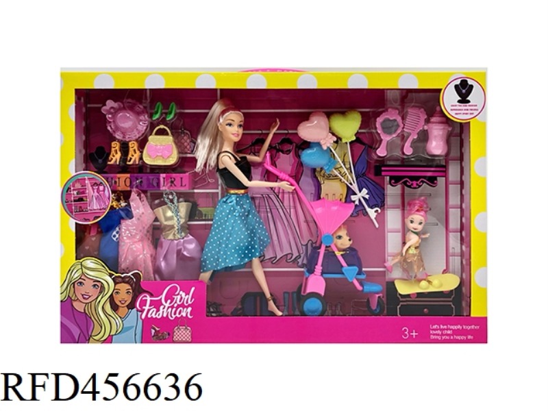 11.5-INCH MULTI JOINT BARBIE DOLL WITH OUTDOOR THEME OF PET CART