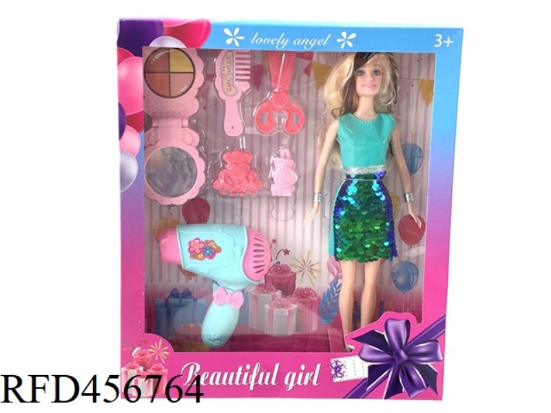 11 INCH 5 JOINT BIG BOX BARBIE WITH BLISTER SHEET AND HAIR DRYER