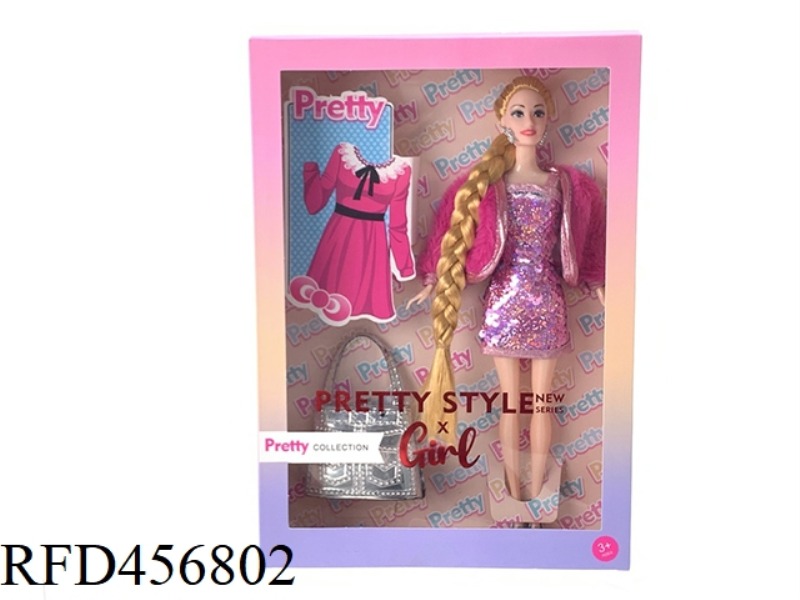 11 INCH LONG HAIR FASHION BARBIE DOLL WITH BIG BAG