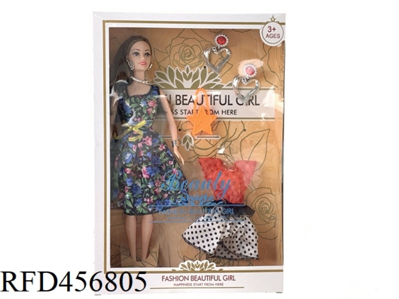 11 INCH 5 JOINT VINTAGE DRESS BARBIE WITH DRESS UP AND ACCESSORIES