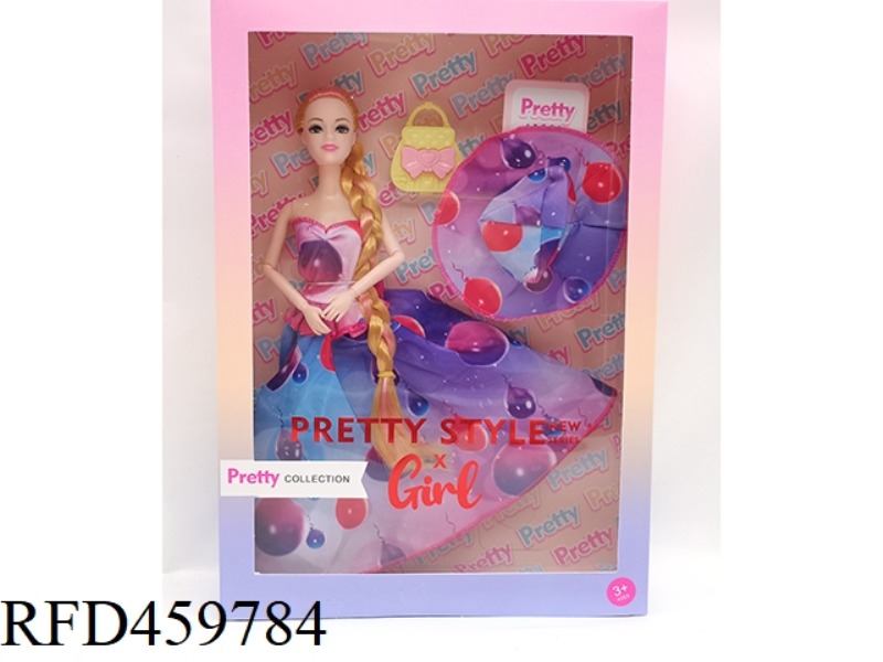 11.5-INCH ARTICULATED SOLID LONG BRAIDED DRESS FASHION BARBIE HAT + BAG