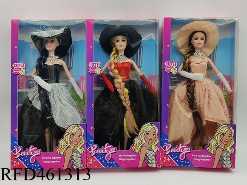 11 INCH SOLID 9-JOINT EXQUISITE EVENING DRESS BARBIE 3 MIXED DRESSES