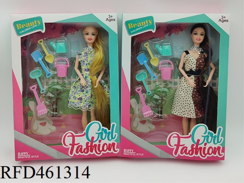 11 INCH SOLID 9-JOINT BARBIE + 2 TREE PLANTING ACCESSORIES