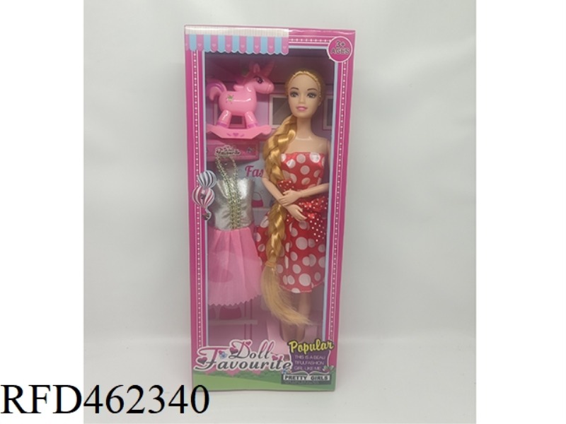 11.5 INCH FULL BODY MOVABLE JOINT LONG BRAIDED BARBIE DOLL WITH UNICORN