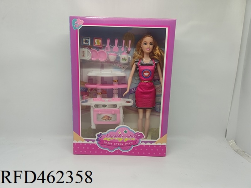11.5-INCH PHYSICAL ACTIVITY BARBIE DOLL KITCHEN FAMILY TOY GIFT BOX