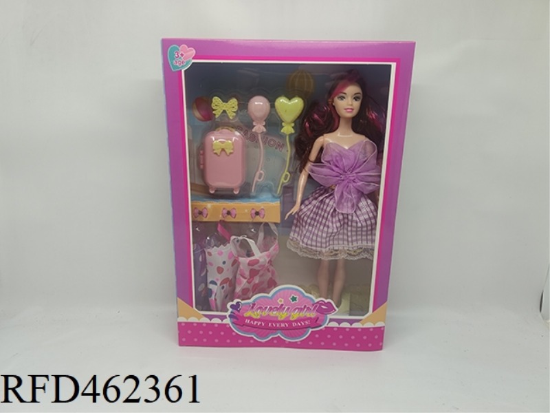 11.5-INCH PHYSICAL ACTIVITY BARBIE DOLL CHANGING INTO A FAMILY BALLOON SUITCASE HAIRPIN