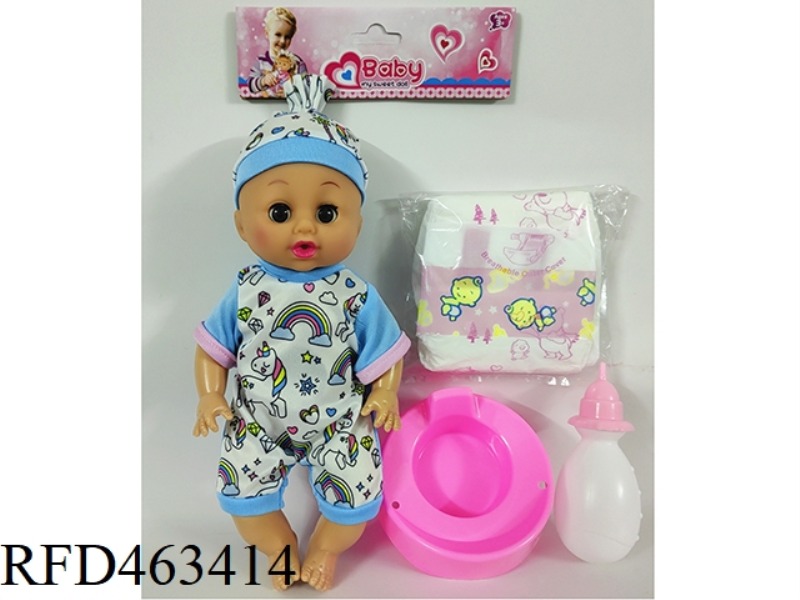 12 INCH BOTTLE BLOWING LIVE EYE DOLL, DRINKING AND URINATING FUNCTION, WITH 6-SOUND IC, ACCESSORIES
