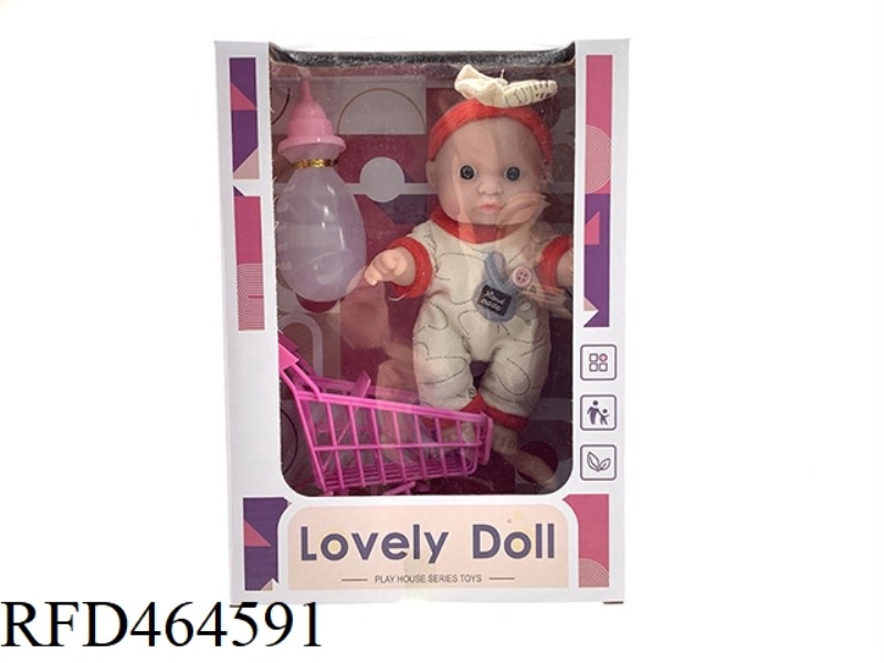 8-INCH DOLL + BOTTLE + SHOPPING CART